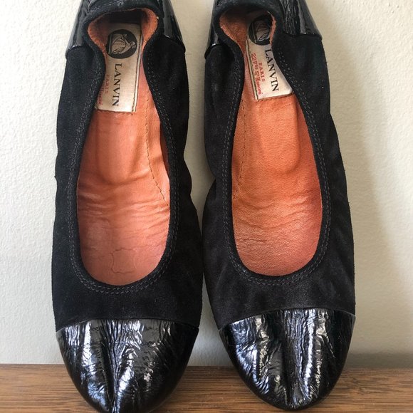 lanvin patent leather ballet flats